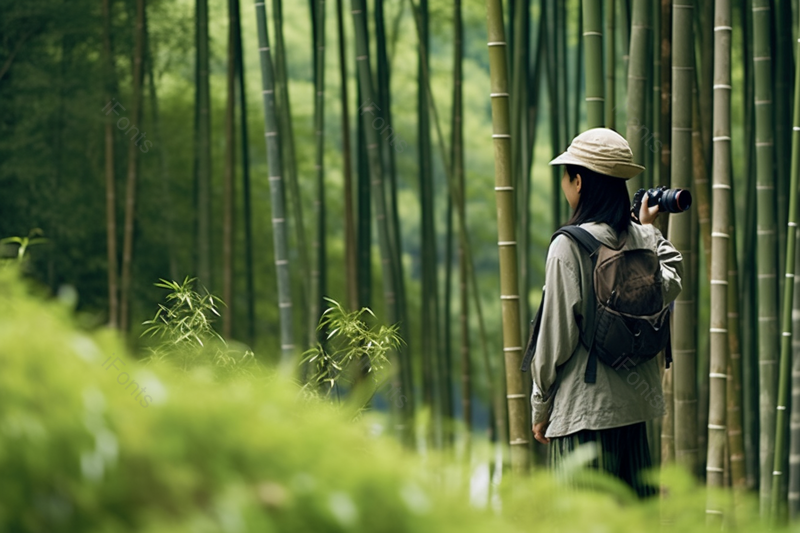 山里的竹林里青春女青年旅行拍照记录生活自然摄影图,高清,摄影图,摄影图片,图片大全,摄影图免费下载
